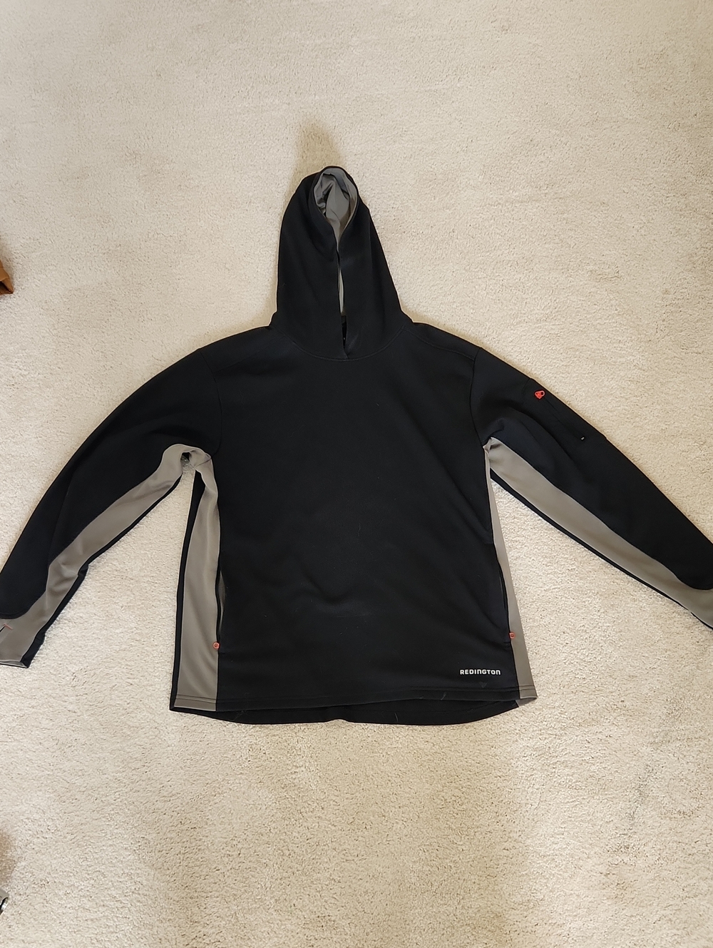 Men's Black Hooded Performance Jacket with Gray Panels